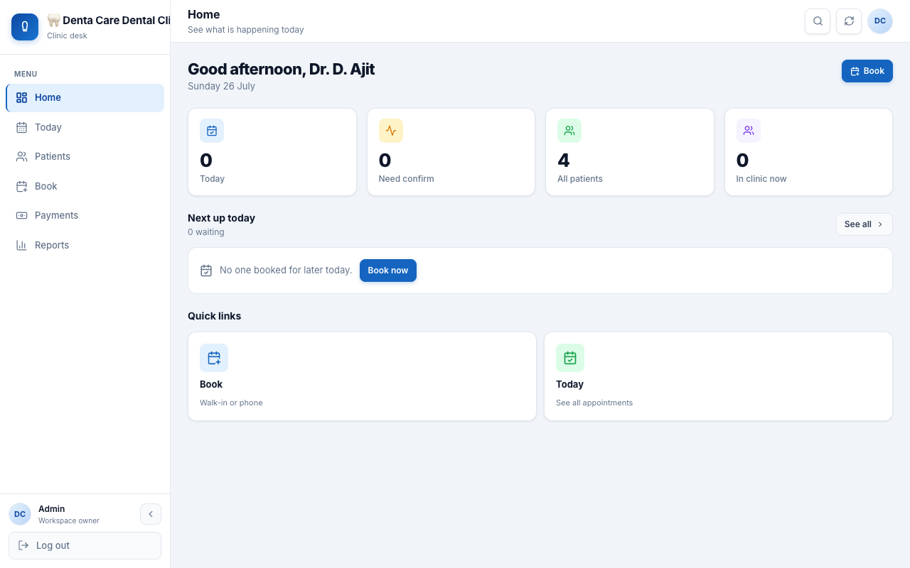 Clinic front-desk app